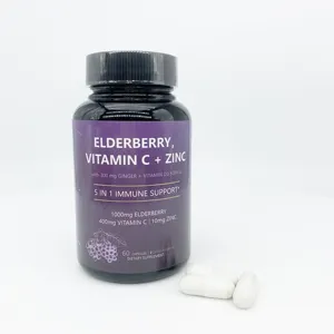 OEM Elderberry Zinc Vitamin C Vitamin D3 Ginger Immune Support Supplement Elderberry Capsules Pills