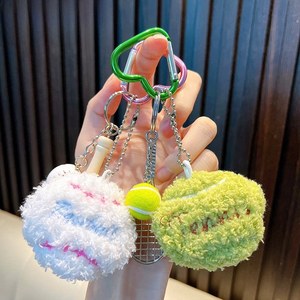 Llavero de peluche con colgante de <span class=keywords><strong>tenis</strong></span>, pequeño mini amuleto de béisbol para bolso, raqueta, regalo para niños y jóvenes, venta al por mayor - Product Image 1