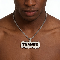 Collier avec plaque nominative en acier inoxydable de style hip-hop pour homme, certifié CE, plaqué or 18 carats PVD, pour un cadeau de la fête des pères