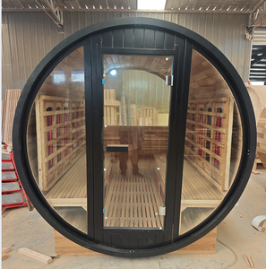 Sauna de Madera Maciza de Cedro Rojo para Exteriores NJ para 2-6 Personas, Estufa de Calefacción Eléctrica con Ventanas, Infrarrojo Lejano, Ecológica - Product Image 1