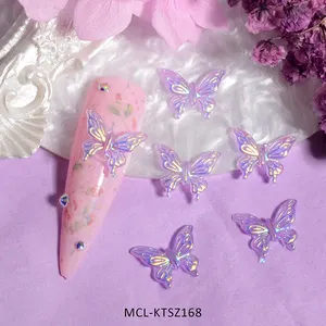 50Pcs Resin Butterfly 10*13mm Glitter Nail Art Decorations Charm DIY Manicure Nails Art Design Accessories