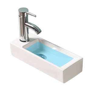 <span class=keywords><strong>Moxian</strong></span> Moderner Stil Mini Rechteckiges Weißes Keramik Vollkeramik-Kristallisations-Wandwaschbecken 9L - Product Image 4