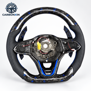Volante para VW Golf MK8 GTI R-Line, 4 radios, deportivo, cuero/fibra de carbono, 40 mm, función de calefacción personalizada, pantalla LED - Product Image 2