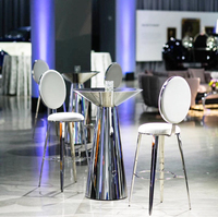 Vente en gros Highboy Tables de cocktail 4 places en acier inoxydable argenté Location de fête pour la maison Bar Cave à vin ou salle de sport