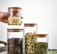 Stoples Kaca 4Oz 8Oz Dengan Tutup Bambu Stoples Penyimpanan Makanan Dapur Stoples Penyimpanan Kaca Dengan Tutup Bambu Untuk Makanan Susu Cokelat