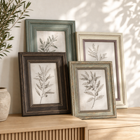 Lot de 3 cadres photo en bois avec plexiglas, 5x7 pouces, vente en gros, cadre photo en bois grainé, cadre photo de bureau en verre trempé, MDF
