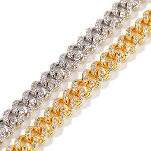 Cadena de eslabones cubanos para hombre y mujer, Gargantilla de 12mm con diamantes de Circonia cúbica, chapado en rodio dorado, joyería para hombre y mujer - Product Image 5
