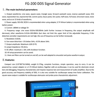 FG-200 DDS Function Signal Generator Frequency Counter 0.01Hz - 500KHz Source Module Sine+Square+Sawtooth Waveform