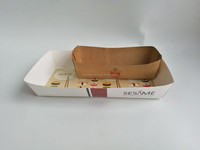 Plateau à sushi en forme de bateau avec sauce, boîte à emporter jetable en papier recyclable, fermeture magnétique pour événements de restauration en plein air