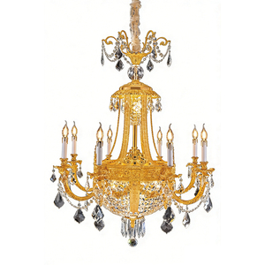 <span class=keywords><strong>Lustre</strong></span> français en cristal <span class=keywords><strong>et</strong></span> <span class=keywords><strong>cuivre</strong></span> plaqué or 24 carats, lampe suspendue de luxe pour hôtel - Product Image 1