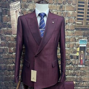 أحدث تصميم لبذلات الرجال جاكيت بنطال بدلة بليزر بنطال بطية صدر واحد زر حفلة موسيقية طقم من قطعتين بدلات زفاف رسمية - Product Image 5