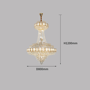 Edificio de doble <span class=keywords><strong>entrada</strong></span>, Selección vacía, sala de estar, comedor, candelabro grande de cristal de lujo, escalera, candelabro colgante hueco - Product Image 5