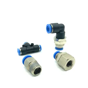KKZPC Various types material brass plastic brass steel connector straight pneumatic tube fitting throttle valve