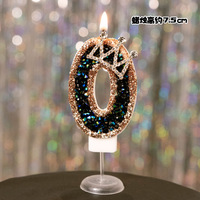 Bougies numériques couronne noires brillantes les plus vendues pour anniversaires, avec strass, idéales pour gâteaux d'anniversaire