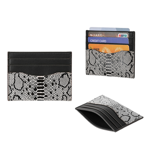 Cowhide Leather <strong>Cardholder</strong> Snake Print Two Tone Splicing Multi Slot Card Organizer Slim <strong>Wallet</strong> for <strong>Men</strong> Women Business Gifts - Product Image 1