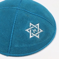 Cuero personalizado Kippah cuero de vaca Yarmulka Yamulke Suede Kippot Judaica Kippah azul Kipa
