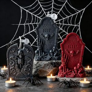 Vela aromática de Halloween con forma de lápida, esqueleto, calavera, serpiente y murciélago, vela artesanal para decoración de fiestas, decoración del hogar, regalo festivo - Product Image 3