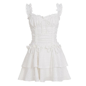 Mini robe texturée de couleur unie avec cordon de serrage, coupe ajustée, robe d'été décontractée pour femmes - Product Image 6