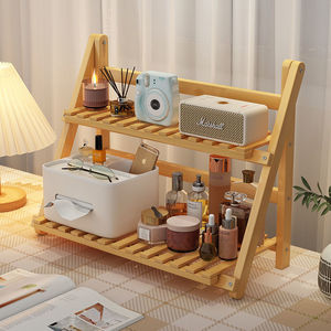 Desktop Storage Rack 2 Tier Wood Organizer For <b>Desk</b> Office Living Room Neatening <b>Shelf</b> Simple Style Rectangle Standing Type - Product Image 1