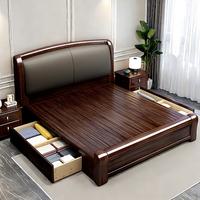 Cama Doble de Lujo Ligero, Juego de Muebles de Dormitorio con Cama Moderna Minimalista con Almacenamiento, Adecuado para Villas y Apartamentos
