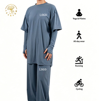 Ensemble musulman pour femmes, vêtements islamiques conservateurs, manches longues, couleur unie, logo personnalisé du fabricant, confortable et élégant
