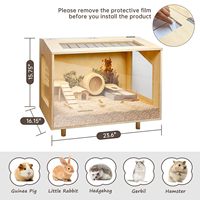 J0 Cages pour cochons d'Inde en bois de bambou Cage pour hamster avec cachette
