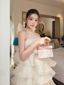 Wholesale Women Princess <b>Dress</b> Tiered Ruffle Organza Mini <b>Dress</b> Halter Neck Bow Tie Prom Party Babydoll <b>Dress</b> Custom - Product Image 6