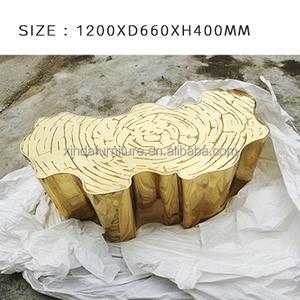 <span class=keywords><strong>Table</strong></span> <span class=keywords><strong>basse</strong></span> en acier inoxydable doré de style luxe léger, forme de <span class=keywords><strong>tronc</strong></span> <span class=keywords><strong>d</strong></span>'<span class=keywords><strong>arbre</strong></span> irrégulière moderne 2023, <span class=keywords><strong>avec</strong></span> rangement, meubles de salon - Product Image 4