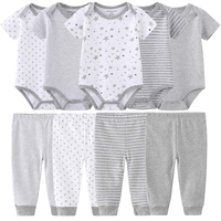Combinaison à manches courtes prête à être expédiée, 100% coton, combinaison à manches courtes pour bébé, douce pour la peau, couleur unie, ensemble de barboteuses pour nouveau-né