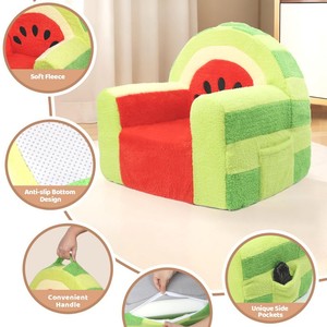 Children's <b>Sofa</b> Watermelon Design Soft Velvet Chair With Hand Support For Kids 3 Years And Above - Product Image 3