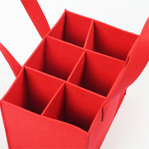 Bolsa de vino reciclada, bolsa de vino de tela de fieltro, diseño personalizado resistente, reutilizable, dividido, 4 /6 botellas - Product Image 6