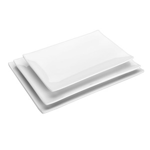 Vassoio rettangolare in ceramica bianca per servire a tavola - Product Image 1