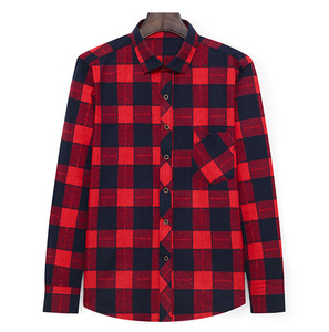 Chemise décontractée à manches longues en flanelle de coton à carreaux pour hommes - Product Image 2