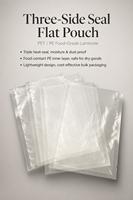 Sachet en plastique à trois soudures latérales, qualité alimentaire, en PET/PE laminé, avec logo personnalisé imprimé, pour l'emballage de poudres et de snacks