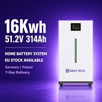 Système d'énergie solaire LiFePO4 16 kWh 51,2 V 320 Ah avec indicateur lumineux et onduleur 15 kW pour usage résidentiel, stock UE