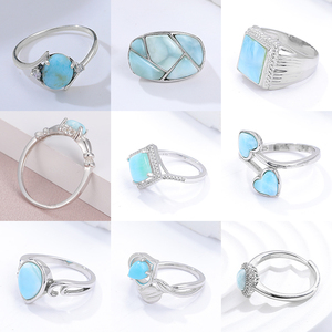 Anillo de Larimar Natural Estilo Resplandeciente Hecho a Mano en Plata de Ley 925 XYOP, Joyería para Niños al por Mayor - Product Image 2