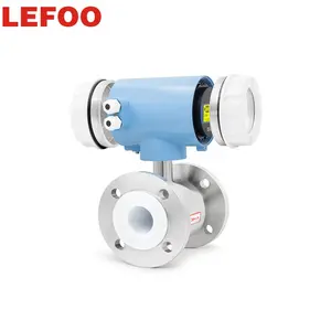 LEFOO PTFE Lapisan IP65 DN10-300 4-20mA Hart Output Mikro Air Laut Cairan Pengukur Aliran Minyak Uap Elctromagnatik Flowmeter Gas