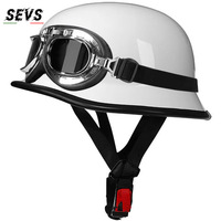 Casque demi-face rétro vintage de style allemand en ABS pour moto chopper et scooter, homologué DOT/ECE, avec bordure argentée