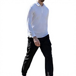 Polo imprimé de techniques foncées solides de qualité supérieure pour hommes tissu de haute qualité avec manches longues et courtes et col polo pour le golf - Product Image 5