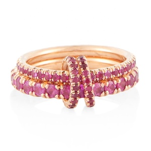 مجوهرات نسائية أنيقة من Milskye مطلية بالذهب عيار 18 قيراط من الفضة الإسترلينية طقم خاتم روبي - Product Image 5