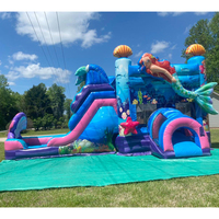 Thème de sirène 3D, combinaison gonflable 3 en 1, maison gonflable, toboggan, saut de rebond, moonwalk