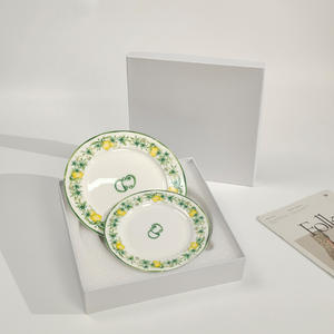 Venta al por mayor de lujo europeo limón estampado hueso China Plate Sets - Product Image 4