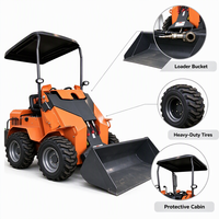 Mini Wheel Skid Steer Loader, Skidsteer Kompak yang Dapat Dikendarai dengan Bucket Quick Attach
