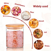 12 pots de conservation en verre borosilicate avec couvercle hermétique en bambou pour le miel, le thé, le café, les épices et les bonbons