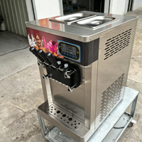 Commerciële aanrechtmodel soft-serve ijsmachine met 3 smaken fruit, snelle koeling, roestvrij staal, GMCC compressor R410a