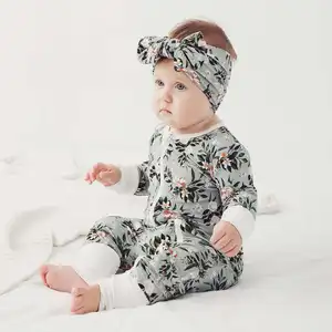 Yeni özelleştirmek sıcak satış Zip Up Sleepsuit yürüyor Onesie bambu viskon yenidoğan bebek tulum tulumlar oneonebodysuit