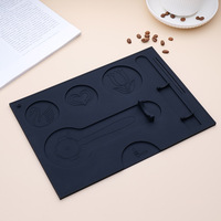 Tapis de bar à café en silicone, organisateur de station à expresso avec support pour tamper et fentes de rangement pour accessoires à café