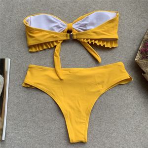 Traje de Baño de Una Pieza Negro Sólido de Cintura Alta para Mujer, Estampado de Puntos, Servicio OEM, Marca Privada - Product Image 1