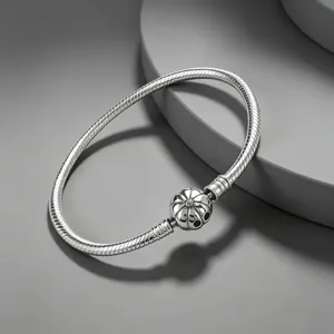 NUEVAS Pulseras de Cadena de Serpiente de Plata de Ley 925 Compatibles con Charms Originales, Cierre de Corazón, Brazalete, Joyería, Regalo para Mujeres y Niñas - Product Image 6