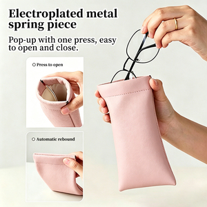 Estuche para Gafas de PU Vibrante Naranja con Cierre a Presión, Impresión UV, Forro Polar Suave, Envío Rápido, Bolsa para Accesorios de Visión - Product Image 4